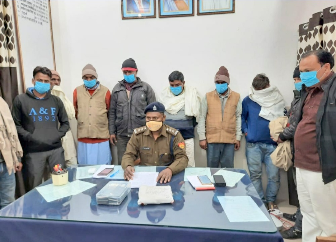 गुन्नौर पुलिस ने 16 जुआरियों को दबोच कर कार्रवाई कर भेजा जेल