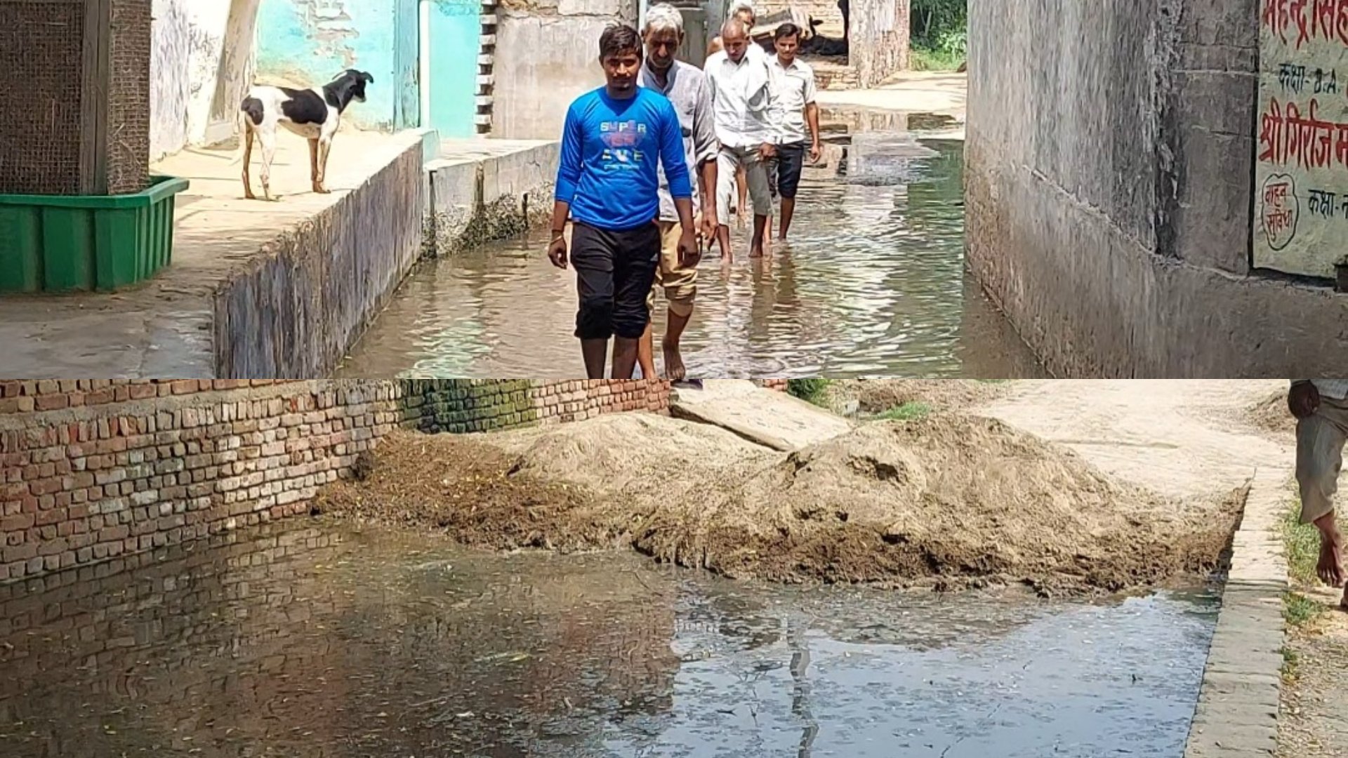 दबंगो ने रास्ते मे मिट्टी डाल रोक दिया पानी जलभराव से ग्रामीण परेशान