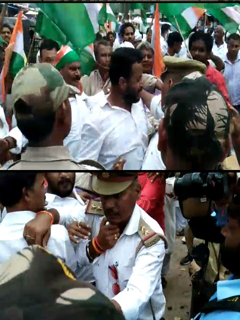सड़क जाम कर प्रदर्शन कर रहे थे ,टीएसआई के मना करने पर,उलझे दिग्गज**